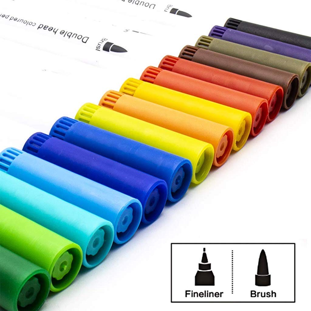 Climberty Dual Tip Brush Art Markers Pens for Kids Adult, 24 Colors Brush Tip with Fineliner 0.4mm Markers Pen for Writing Drawing Adult Coloring Books Planner Sketch Book Calendar Note Climberty Dual Tip Brush Art Markers Pens for Kids Adult, 24 Colors Brush Tip with Fineliner 0.4mm Markers Pen for Writing Drawing Adult Coloring Books Planner Sketch Book Calendar Note